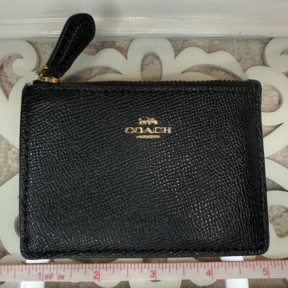 Coach Logo Cross-grain Mini Skinny ID Case with keychain loop - Picture 8 of 11